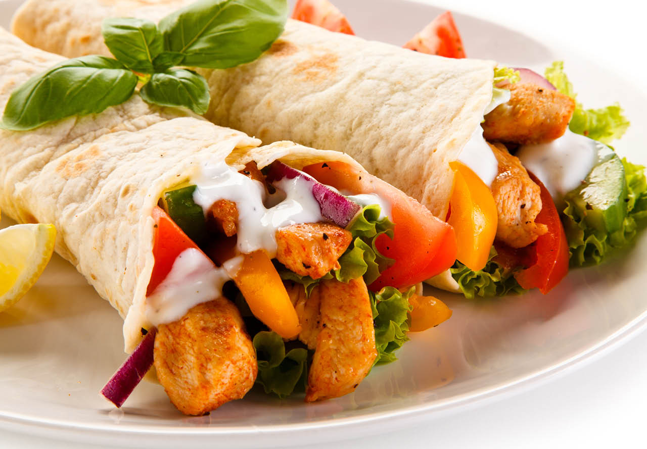 Kebabs - grilled meat and vegetables 